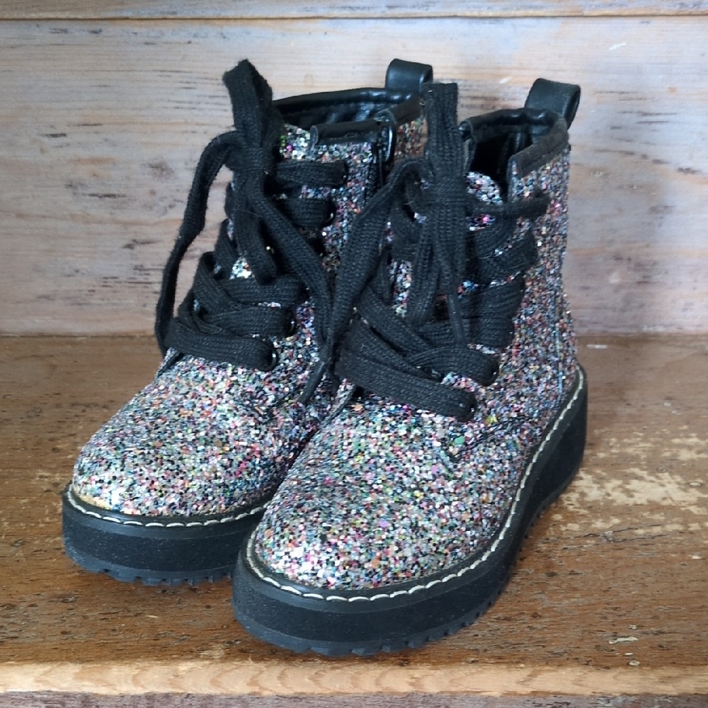 Steve Madden Glitter Lace-Up Boots With Zippers